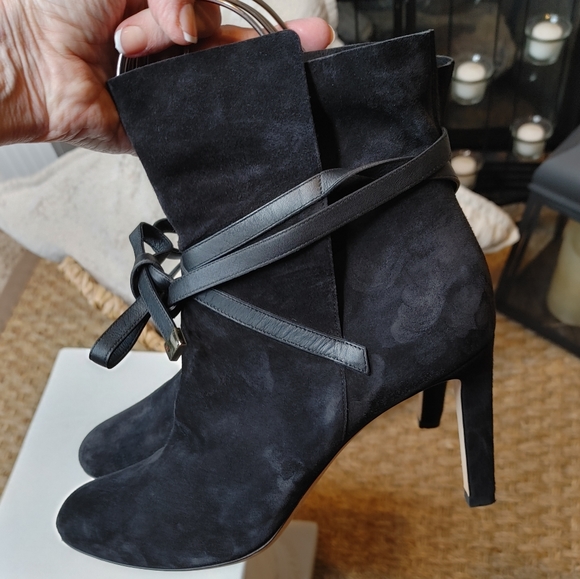 JIMMY CHOO Dalal Leather-Trimmed Supple Suede Ankle Boots EU 38.5 US 8.5 - Picture 13 of 16